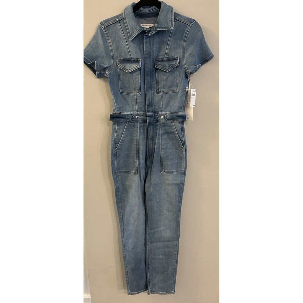 NEW Good American Denim Jumpsuit Fit for Success Blue 274 sz S Casual Normcore